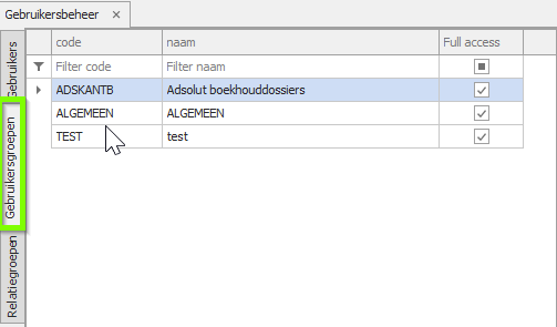 rechts gebruikersbeheer