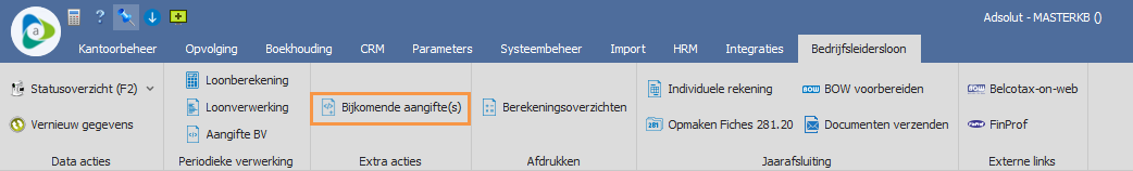 Knop bijkomende aangifte